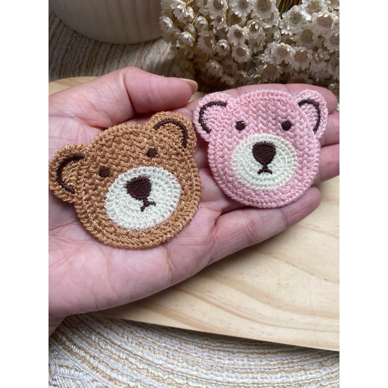 10 Pcs  3.8cm Bordados De Cartoon Aplique de Urso de Bordado para laços e Artesanato/ Urso em Crochê