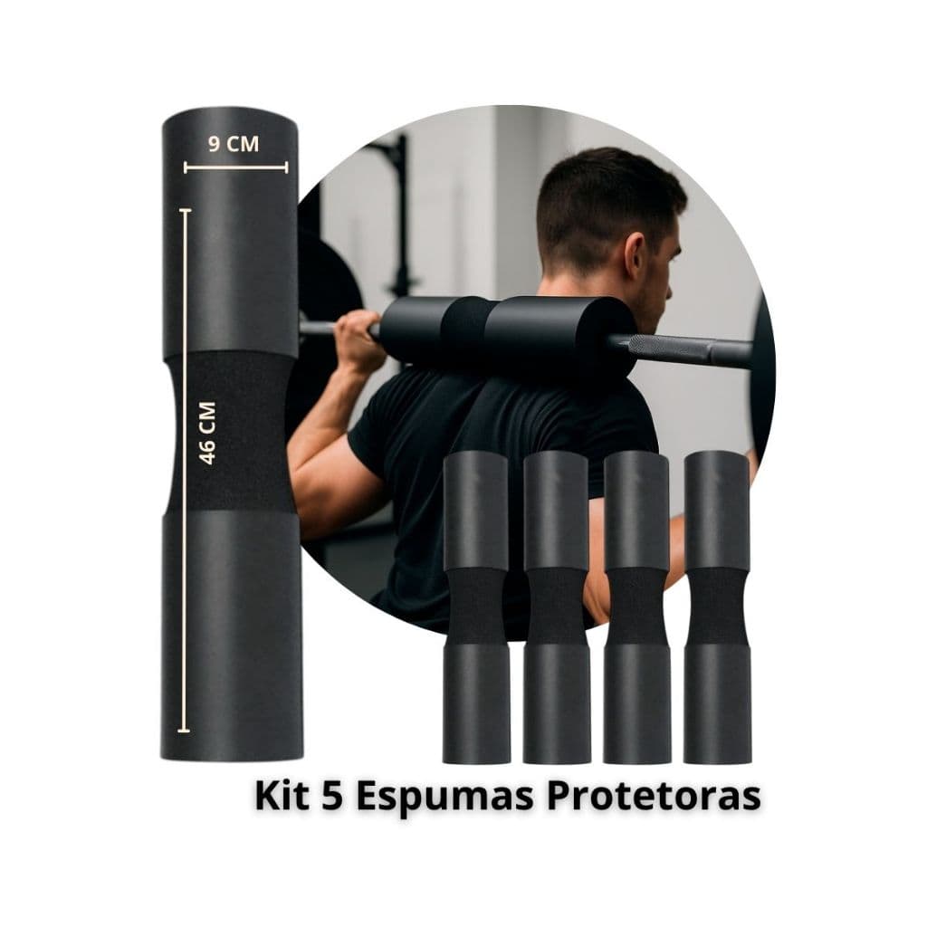 5 Protetores Espuma Almofada de Barra Agachamento Academia Proteção p/ Treinos Ombros Pescoço Costas Alta Densidade KIT