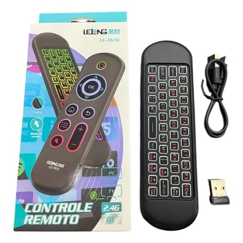 Controle Remoto LE-7678 AIR MOUSE LED TECLADO 2.4G BLUETOOTH TV/PC