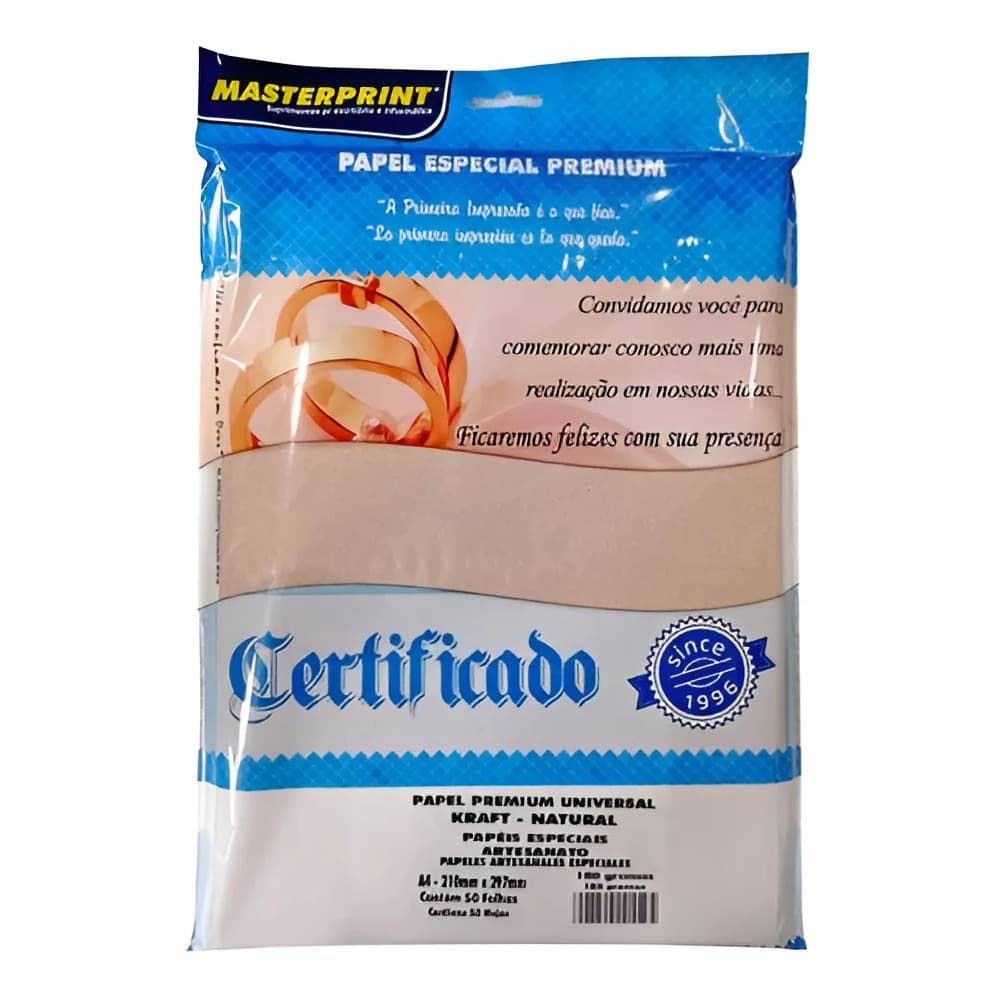 Papel Kraft 50 Folhas 180g A4 Artesanato Papelaria Premium Masterprint