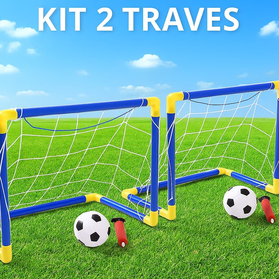 Kit 2 Trave Golzinho Futebol Rede e Bola Brinquedo Trave Futebol Infantil com Bola Gol Esporte