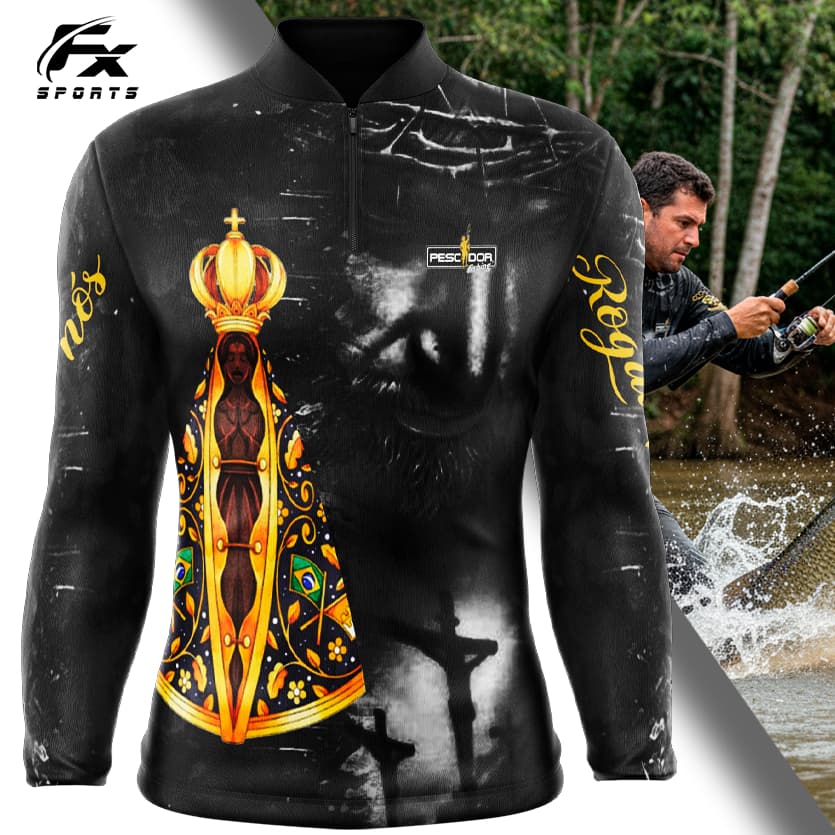 Camisa Com Elastano Pesca Padroeira Nossa Senhora Proteção Solar UV 50 + Ref 02 - Uv50