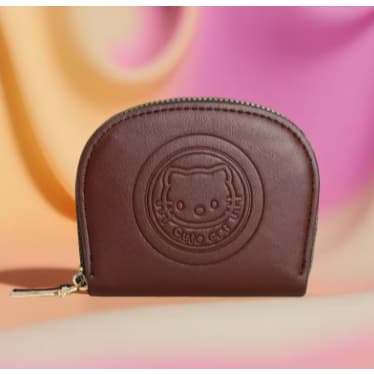 Porta Cartão Com 11 Divisões Zíper Hello Kitty Marrom Marrom-escuro