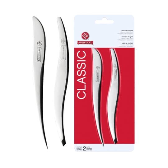 Kit 2 Pinças para sobrancelha Mundial Agulha + Chanfrada