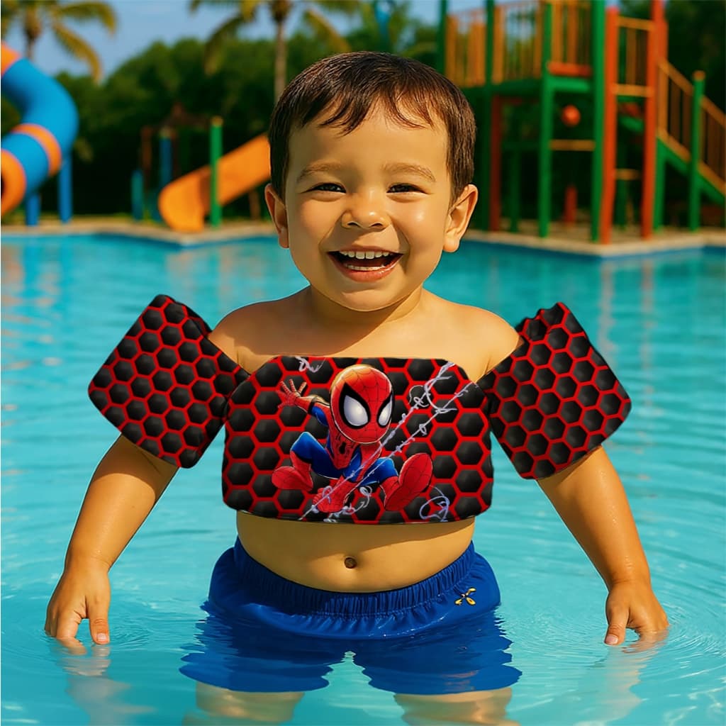 Boia de braço infantil Colete Salva-Vidas Para Praia e Piscina Desenho Animado Herói Aranha Incrível Teia