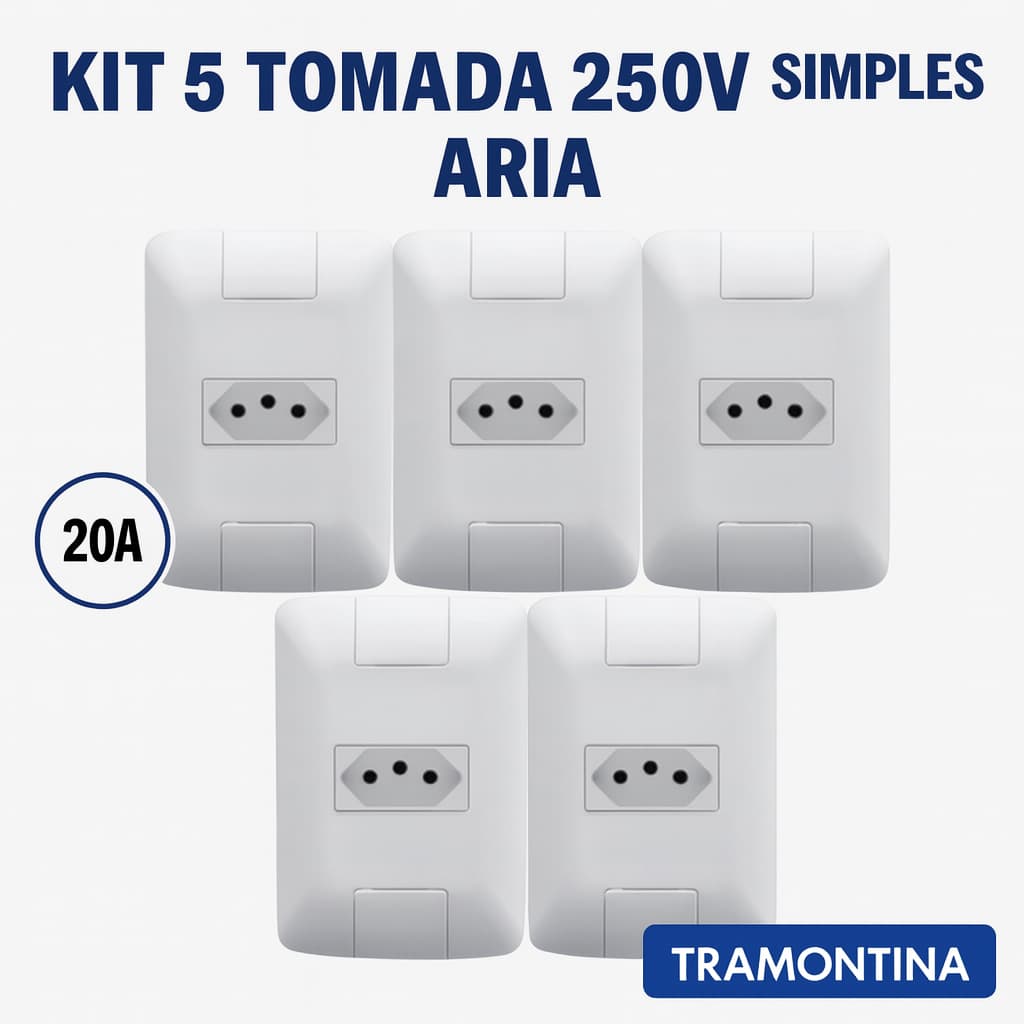 Tomada 20A 250V Simples Tramontina Aria Linha Premium