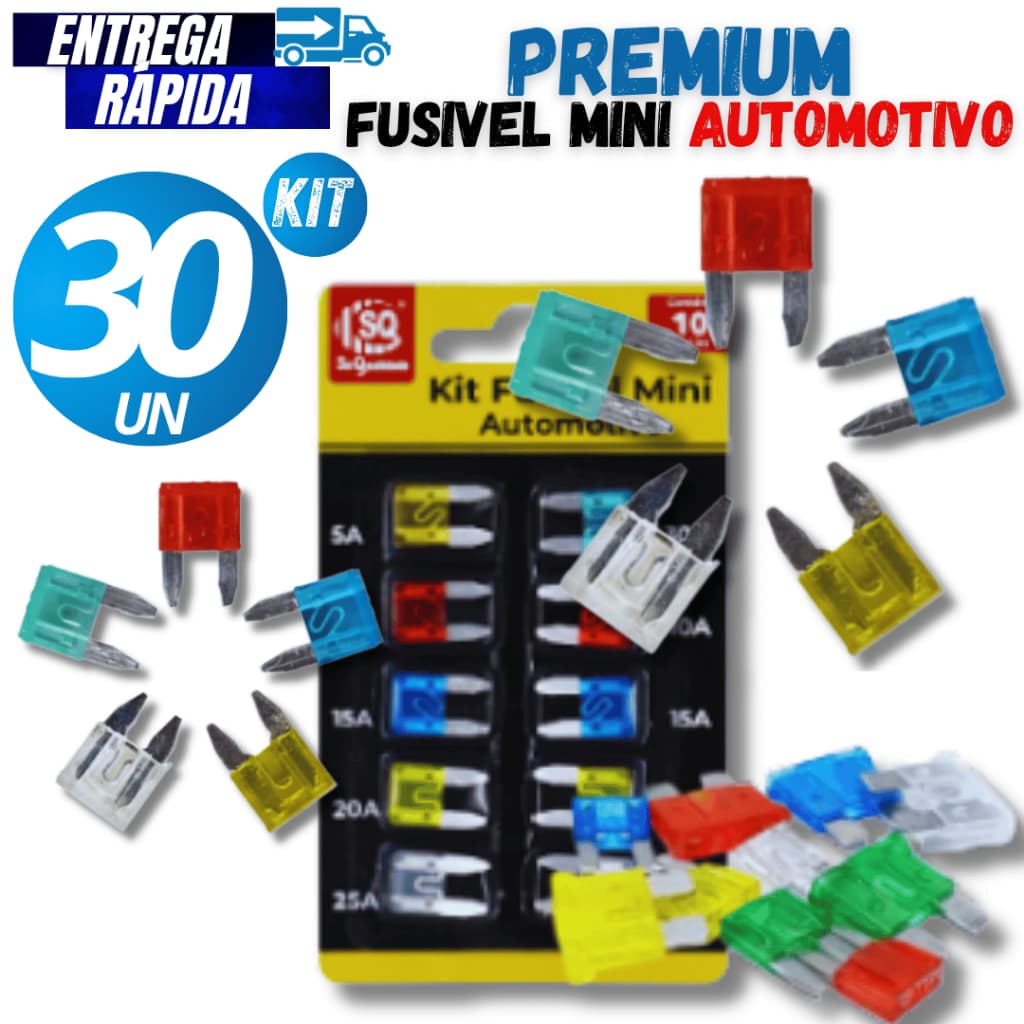 Kit 30/20/10  Mini Fusível Automotivo Lâmina Carro Moto Veículos Versátil Proteção Segurança Resistente, linha Premium