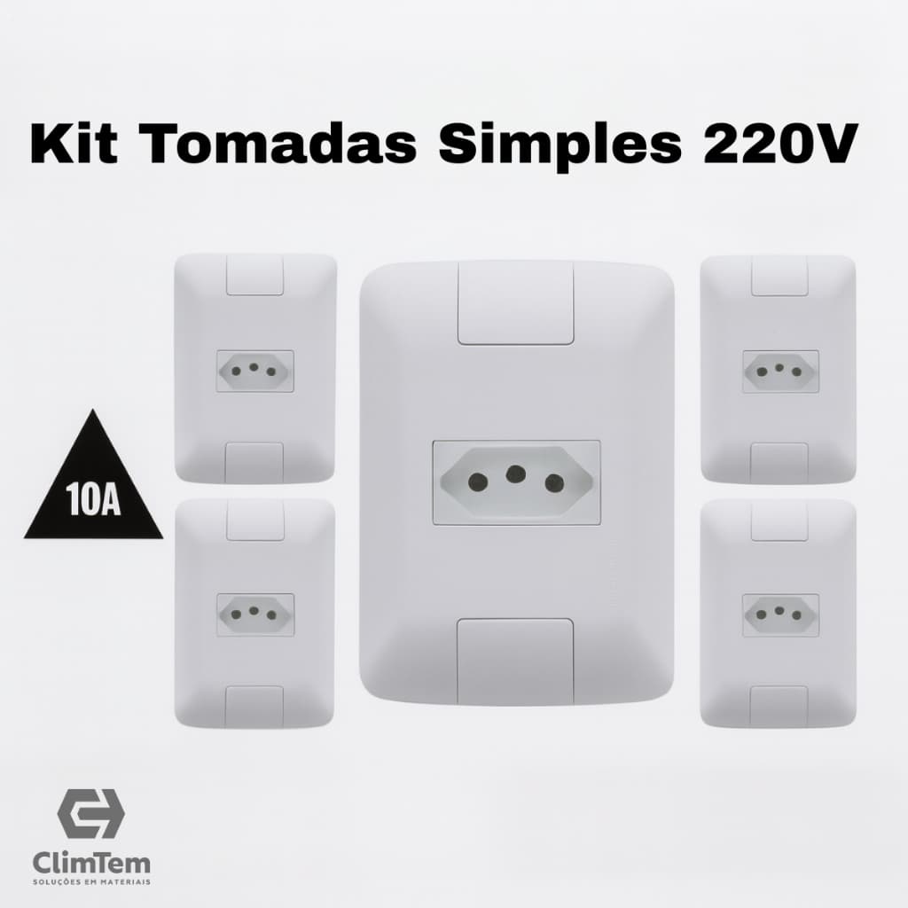 Kit 5 Tomada Simples 10A 250V Tramontina Aria Fácil Instalação