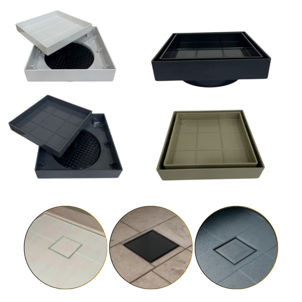 Ralo Oculto 15x15 Invisível Inteligente Piso / Porcelanato - Cor Bege, Preto, Branco e Cinza