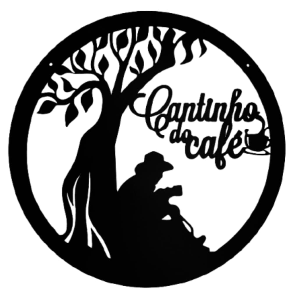 Decoração  de Parede Cantinho do Café em MDF - 28 cm alto Relevo Preto Fosco acabamento a laser