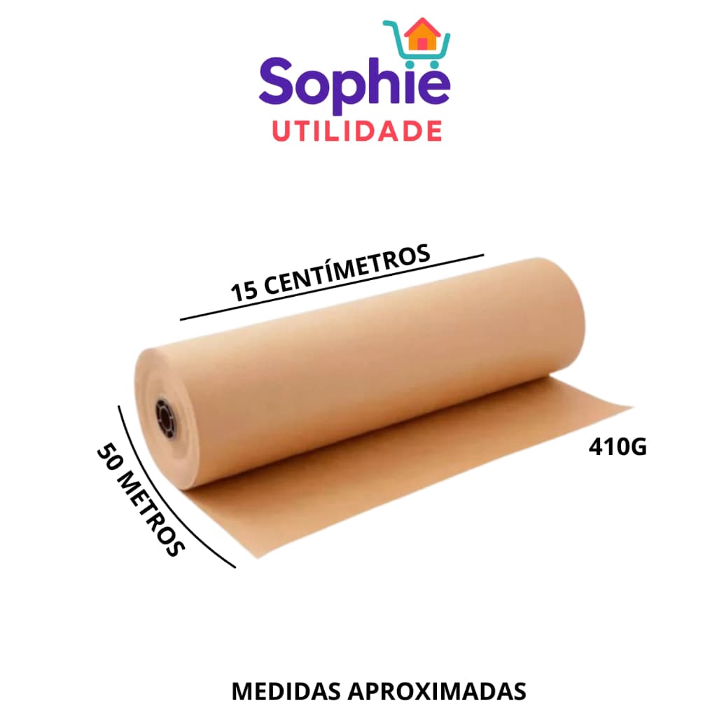 Papel Bobina Rolo Semi Kraft Pardo Embalagem 15cmx50m