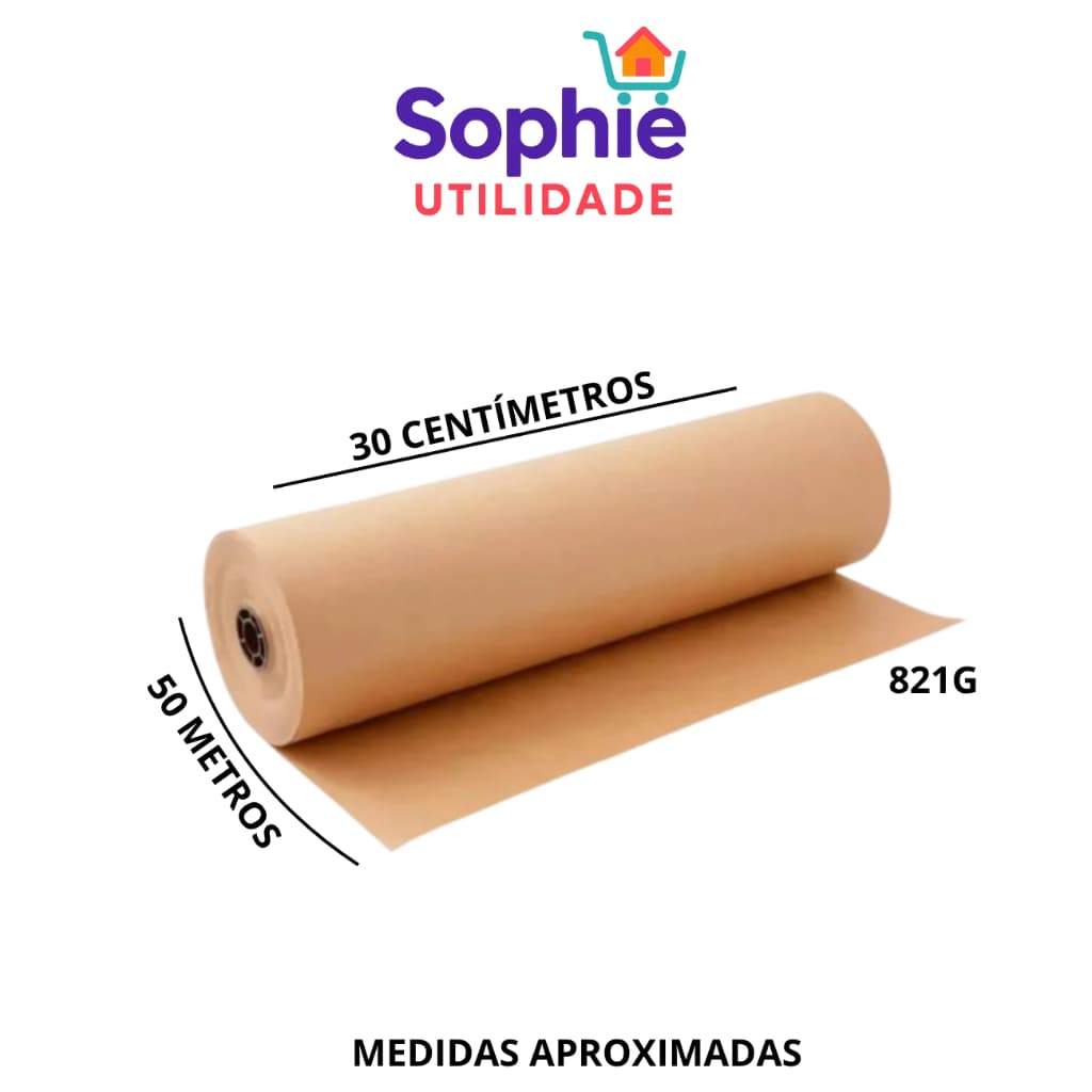 Papel Bobina Rolo Semi Kraft Pardo Embalagem 30cmx50m