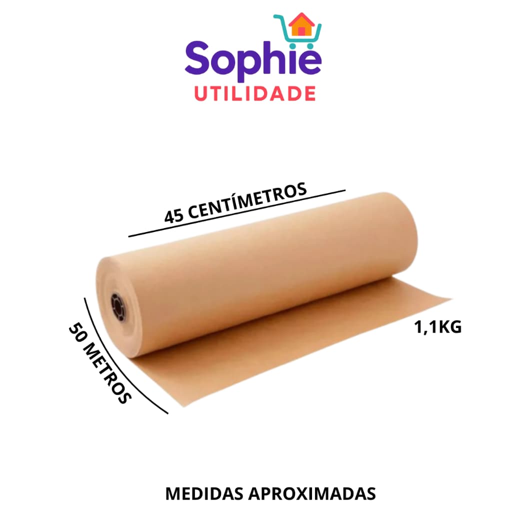 Papel Bobina Rolo Semi Kraft Pardo Embalagem 45cmx50m