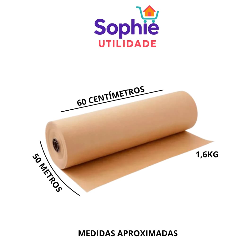 Papel Bobina Rolo Semi Kraft Pardo Embalagem 60cmx50m