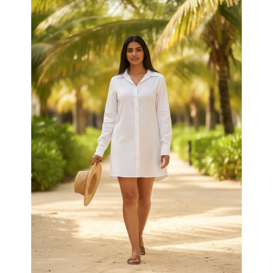 Saida de Praia Chemise Manga Longa Verão Viagens Tendência