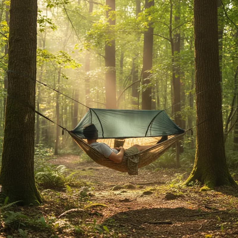 Rede De Descanso Camping Com Mosquiteiro Safo Resistente 150kg Acampamento