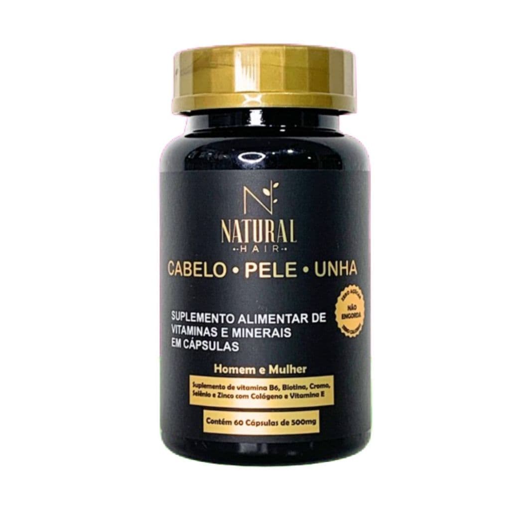 Vitamina para Cabelo Pele Unha Crescimento Capilar Natural 60 Cápsulas
