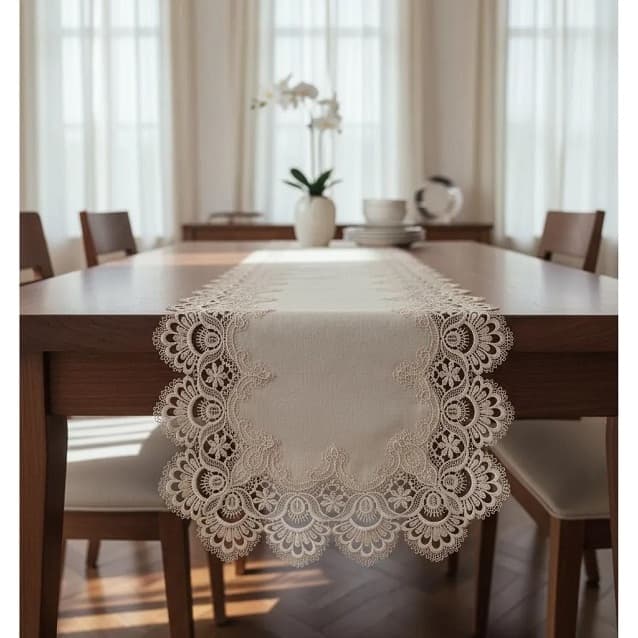 Caminho De Mesa Renda Guipir 90 x 40 Cm Decoração Mesa Posta Natal