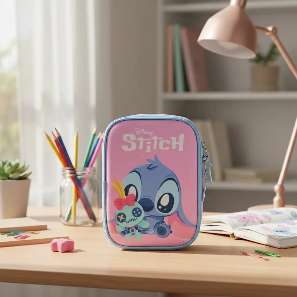 Estojo Escolar Infantil Box Grande Stitch Baby Disney Original Luxcel