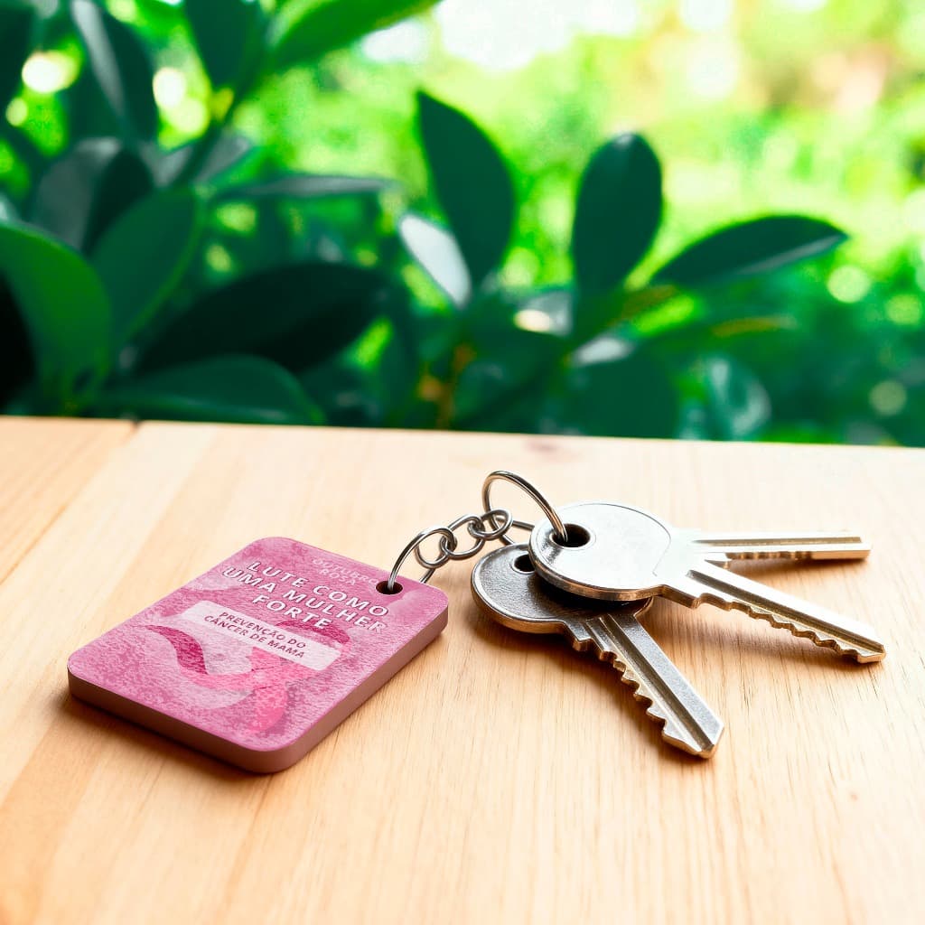 Lembrancinhas MDF Chaveiros Outubro Rosa Lute Como Uma Mulher Forte - Kit de 100 unidades