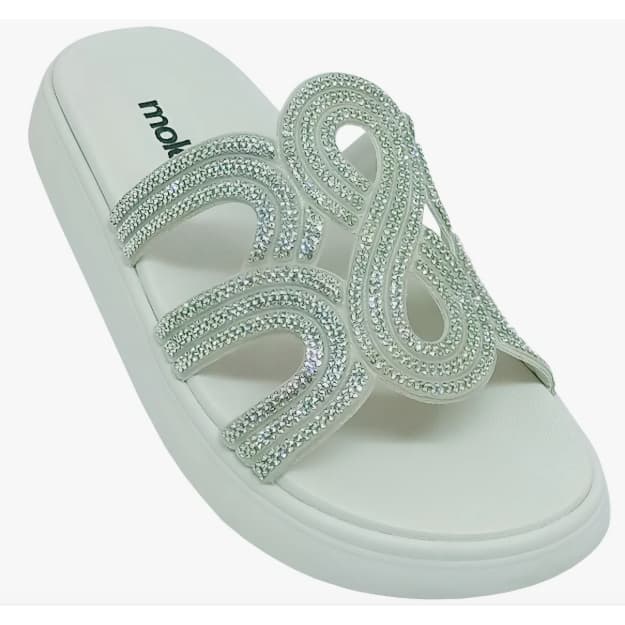 Sandália Papete Moleca Feminina Original 5469.134 Casual com Strass Brilho Confortável Leve Macia Anatômica