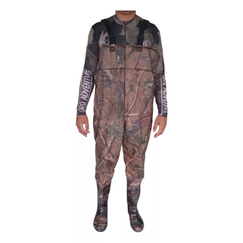 Jardineira Macacao Impermeavel Silicone Camuflado Com Bota