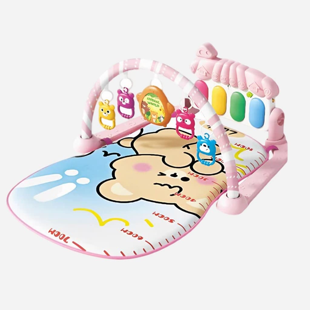 Tapete Atividades Bebê Musical Piano Interativo Rosa Educativo Sensorial Brinquedos Suspensos