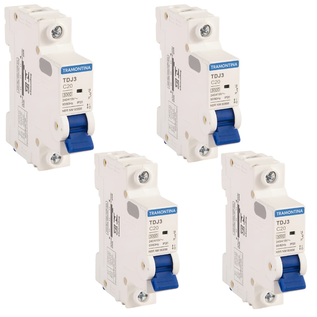Kit 4 Disjuntor Monopolar Tdj3-1c20 1p 20a 3ka - Tramontina