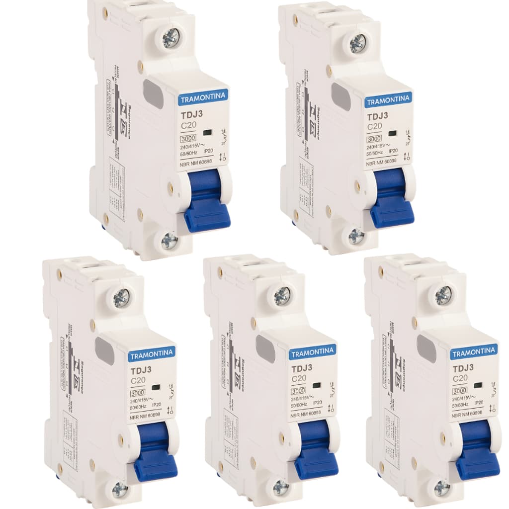 Kit 5 Disjuntor Monopolar Tdj3-1c20 1p 20a 3ka - Tramontina