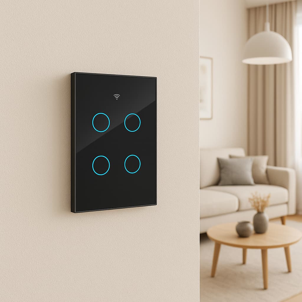 Interruptor Inteligente Wi Fi 4 Botões Touch Smart Preto