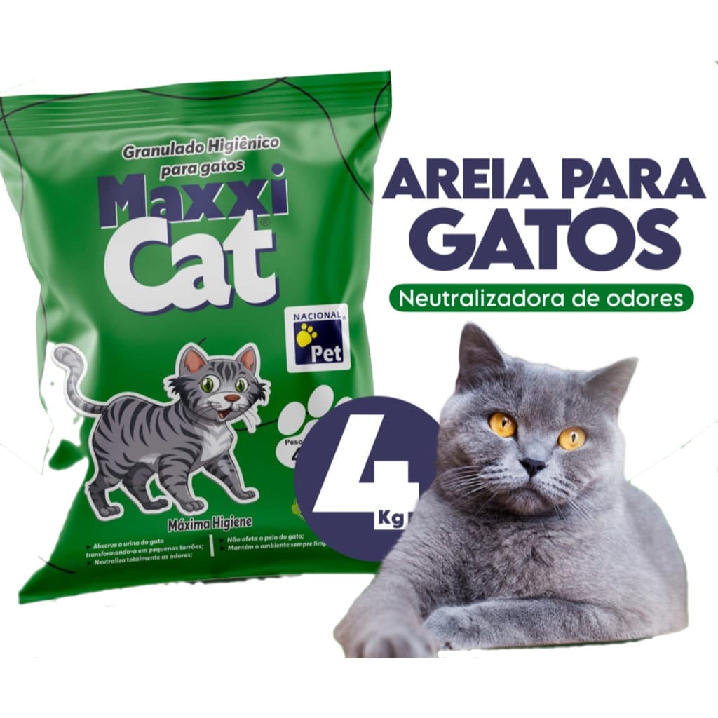 Areia Para Gatos Sanitária Antiodor Maxxi Cat 4Kg  a 20Kg Granulado Sanitario Para Gatos