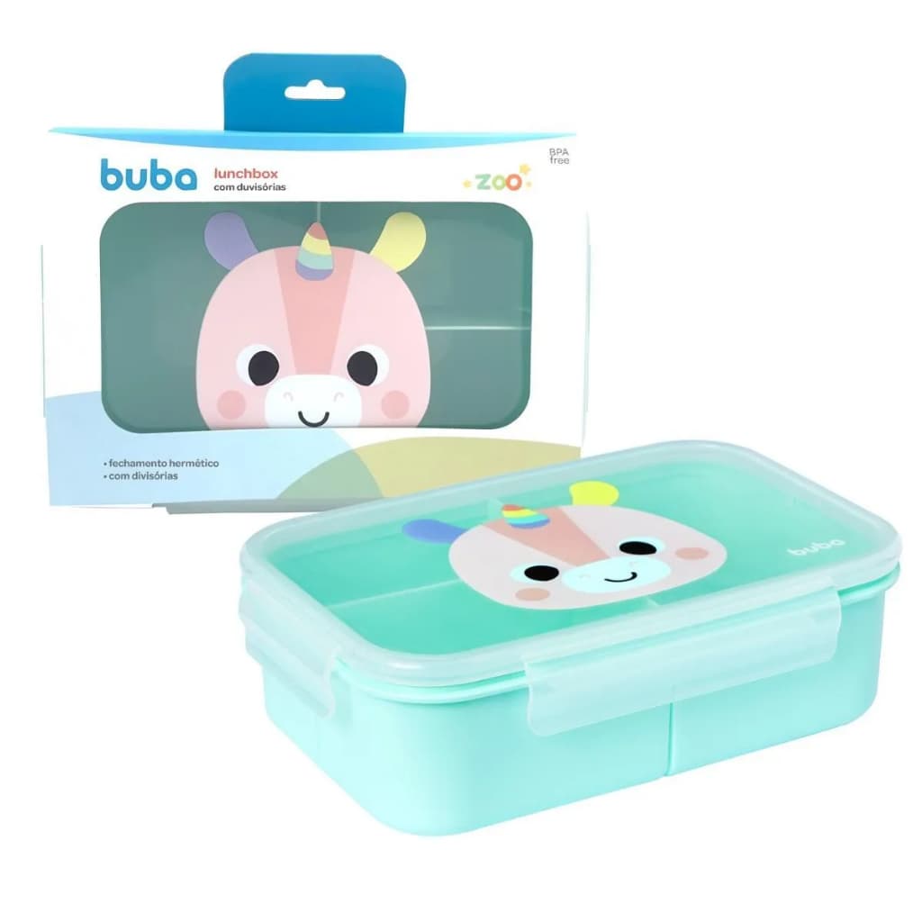 Lunchbox Buba Pote com Divisórias Lançamento Buba Fechamento Hermético Antivazamento Marmita Lanche Bubazoo