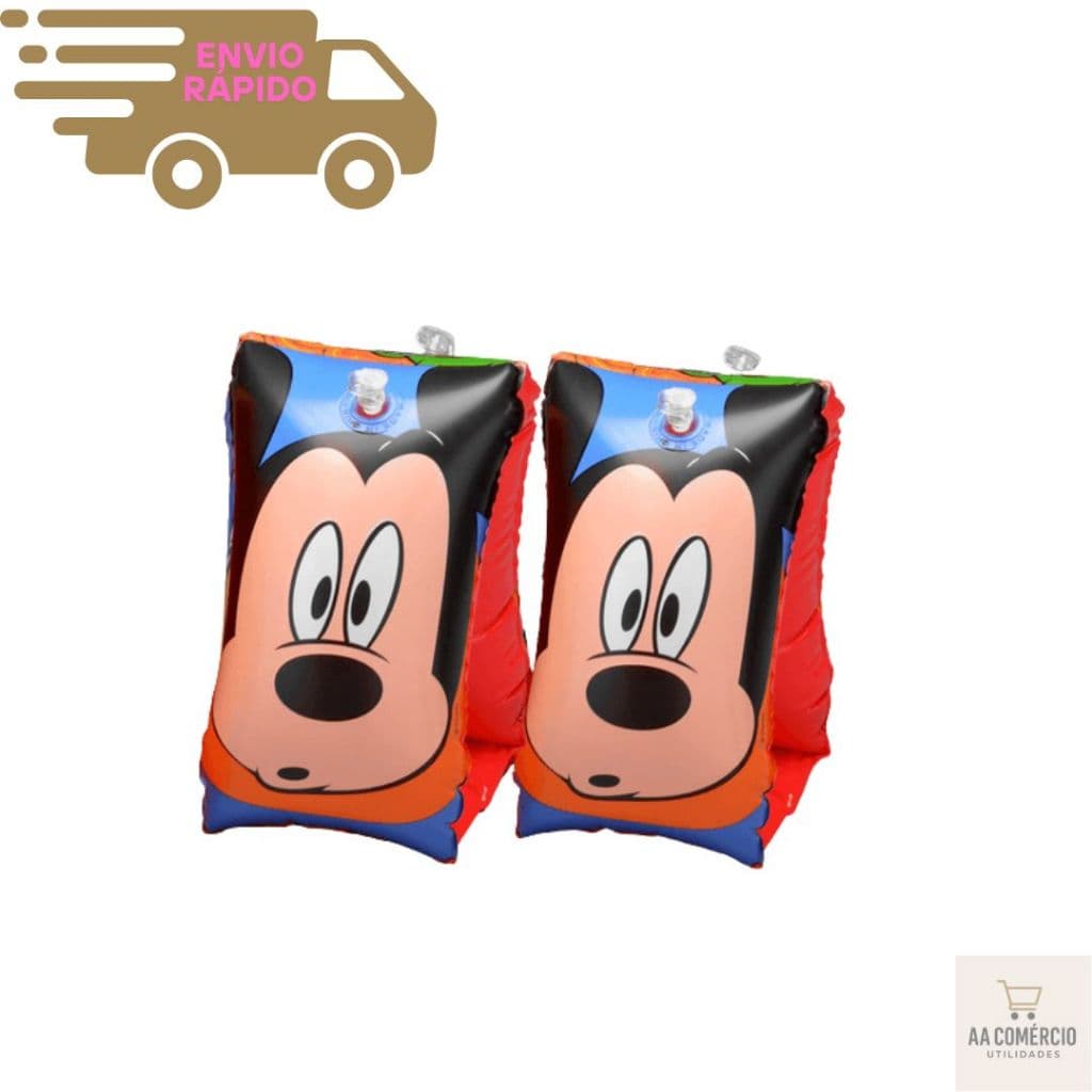 Boia de Braço Mickey Mouse Infantil Par Inflável Disney para Piscina e Praia, Segurança e Diversão para Crianças de 2