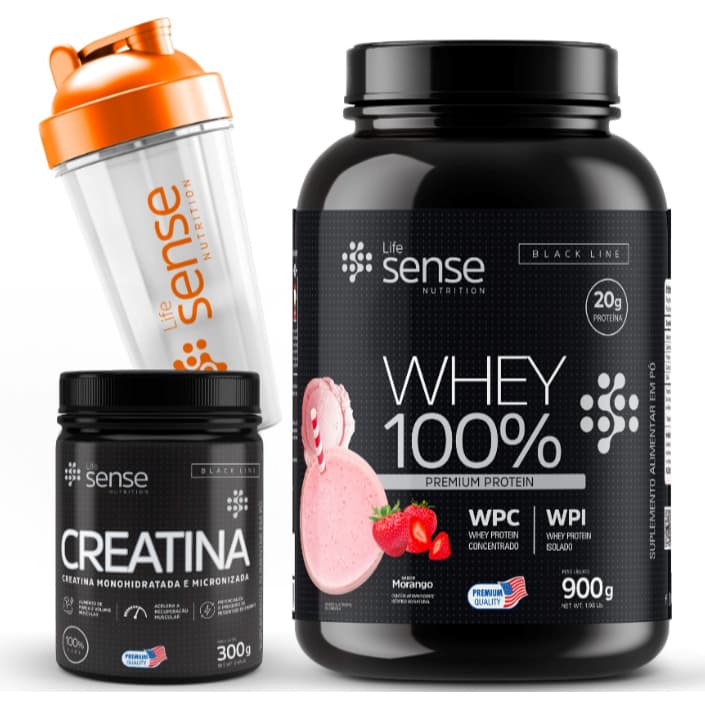 Kit Turbo Sense - Whey 100% + Creatina 300gr + Coqueteleira - LifeSense