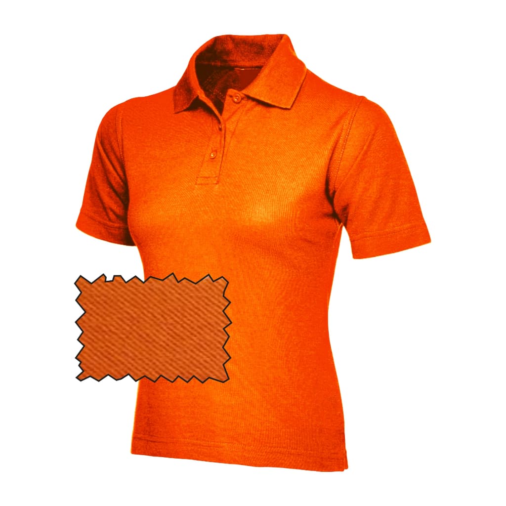 Camiseta BABYLOOK feminina laranja com gola Polo lisa, sem estampa