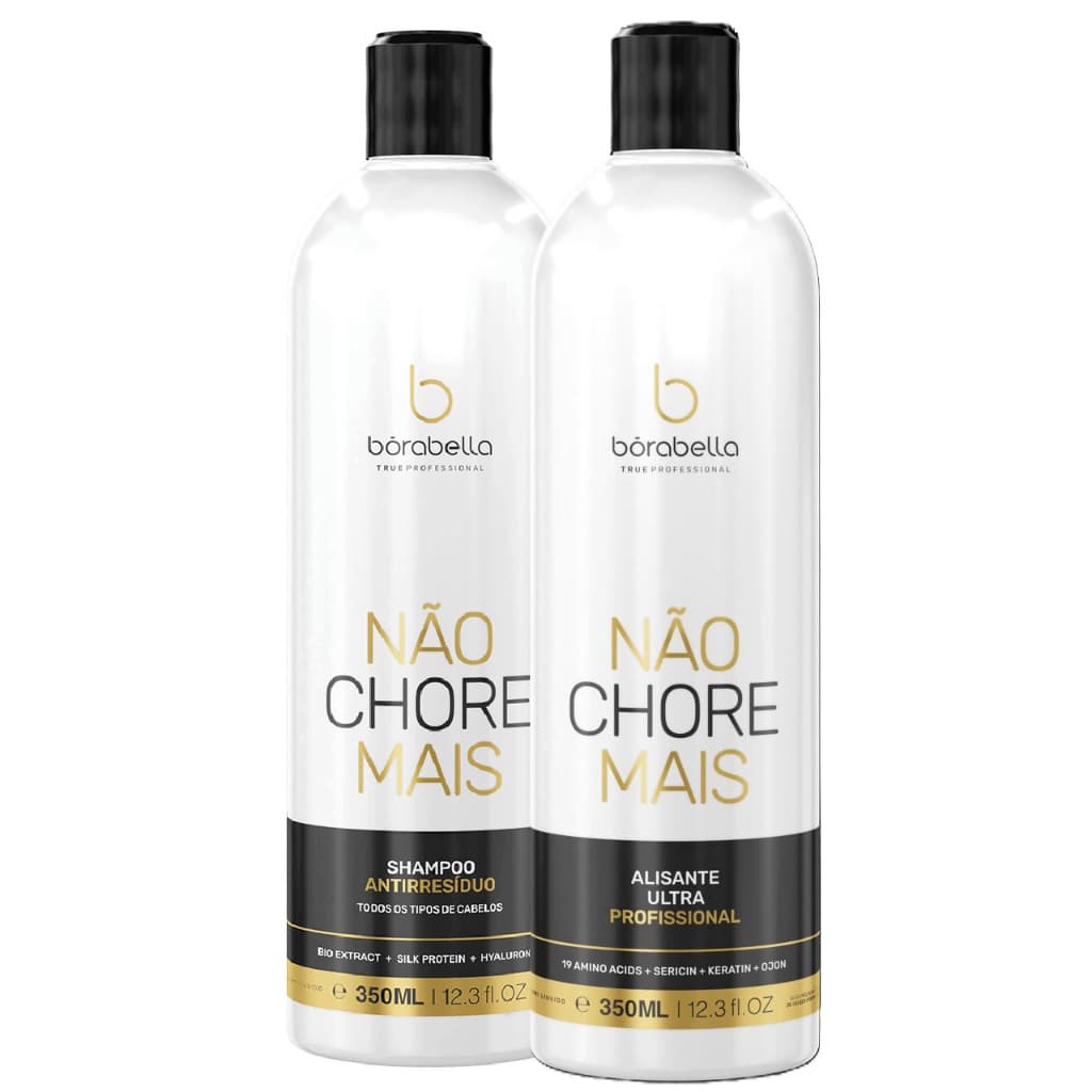 Kit Borabella Não Chore Mais 19 Aminoacidos 2x350ml Ultra Definitive Todos Tipos de Cabelo