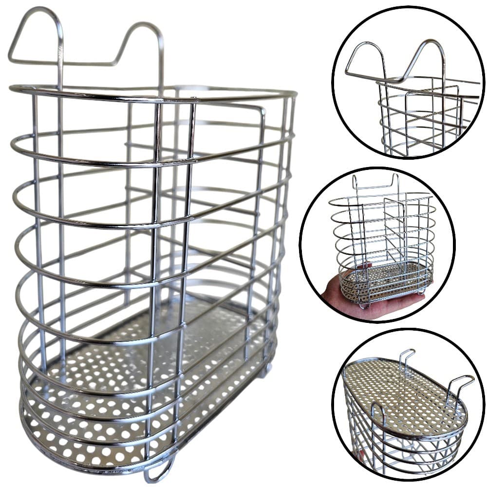 Suporte Porta Talher Escorredor Cozinha Cromado Com Alça Encaixável Resistente