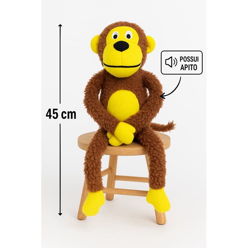Macaco de Pelúcia Mordedor para Cachorro – Brinquedo Pet , Estimula e Alivia o Estresse