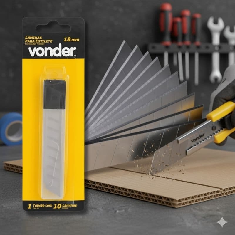kit Lâminas Para Estilete 18mm Caixa com 10 Pcs VONDER