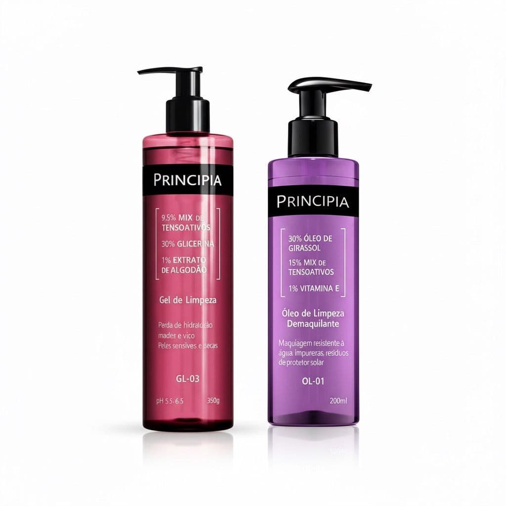 Principia Kit - Limpeza Profunda Todos os tipos de pele - Gel de limpeza GL-03 + Oleo de Limpeza OL-01