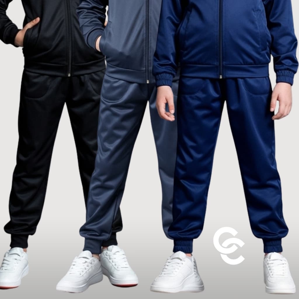 KIT CALÇA INFANTIL COM ELASTICO NA CINTURA BOLSOS LATERAIS ESCOLAR UNISSEX