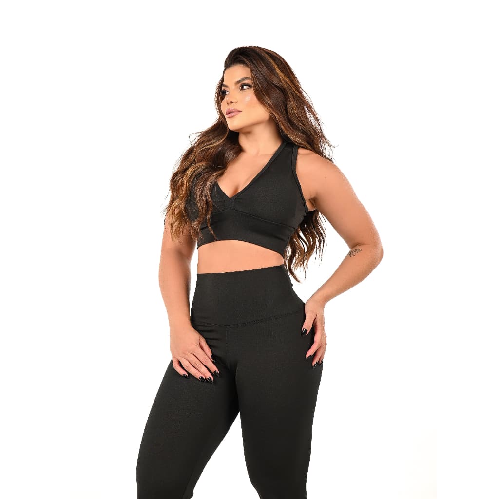 Conjunto Top Nadador Calça  Suplex Dia Dia Academia Treino Cintura Alta