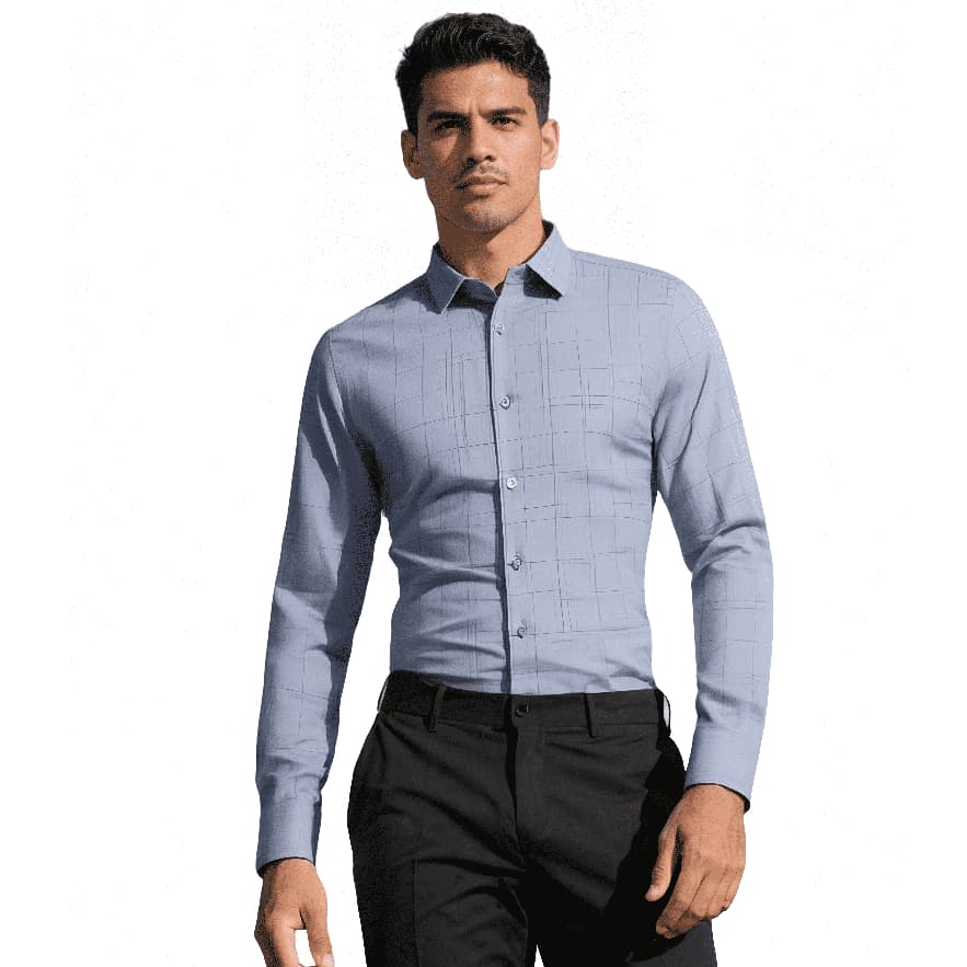 Camisa masculina de manga comprida em poliamida de fibra de bambu e respirável antirrugas