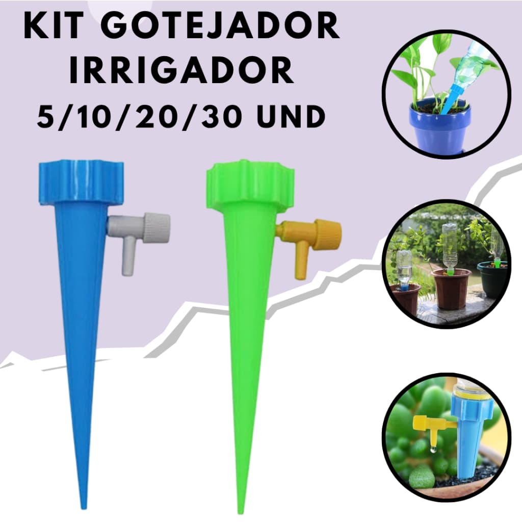 Kit Gotejador com Controle de Fluxo – Ideal para Jardim Horta e Plantas Internas 5/10/20/30 Unidades