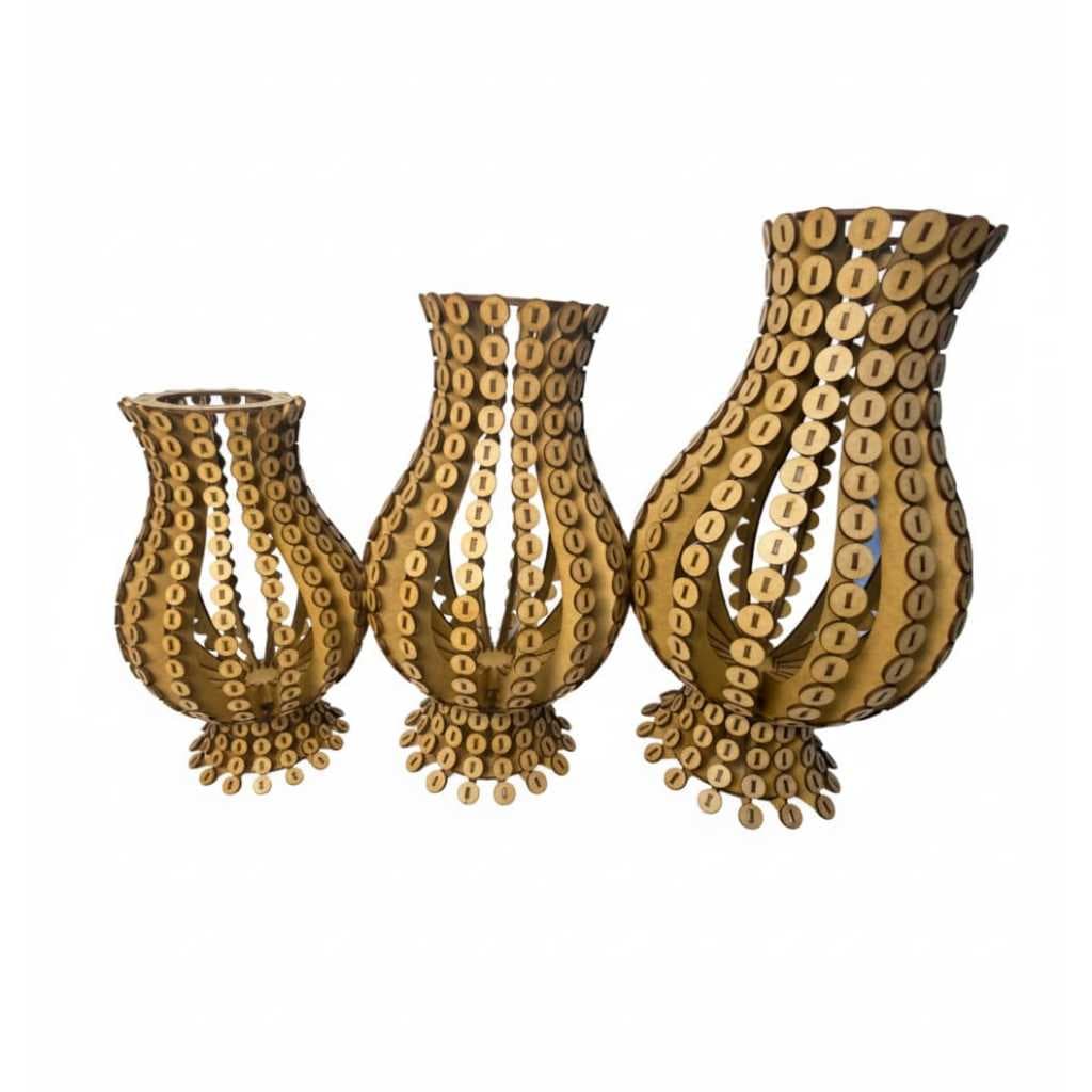 Trio Vaso Perola Em Mdf Crú Decoração Festa-natal-presente- Envio Imediato