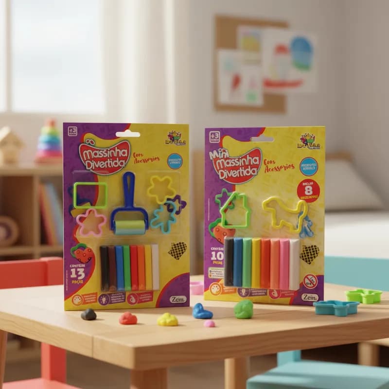 Massinha De Modelas Com 10 Ou 13 Peças Acessórios Forminhas Coloridas 8 Cores 1/2/3/4/5