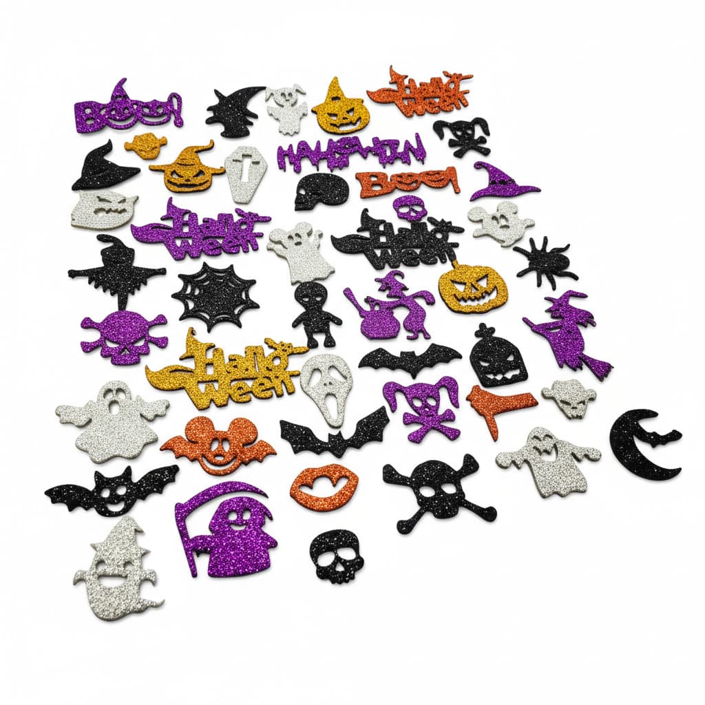 100 Adesivos Pet Aplique Halloween Eva Glitter Pet Shop Cães Comemorativos Lacinhos