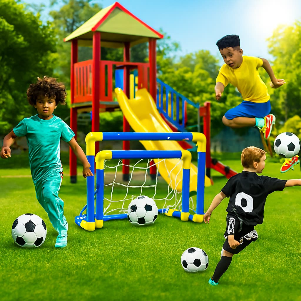 Trave de Futebol Brinquedo com Bola - Azul brinquedo infantil esporte estimulador educacional