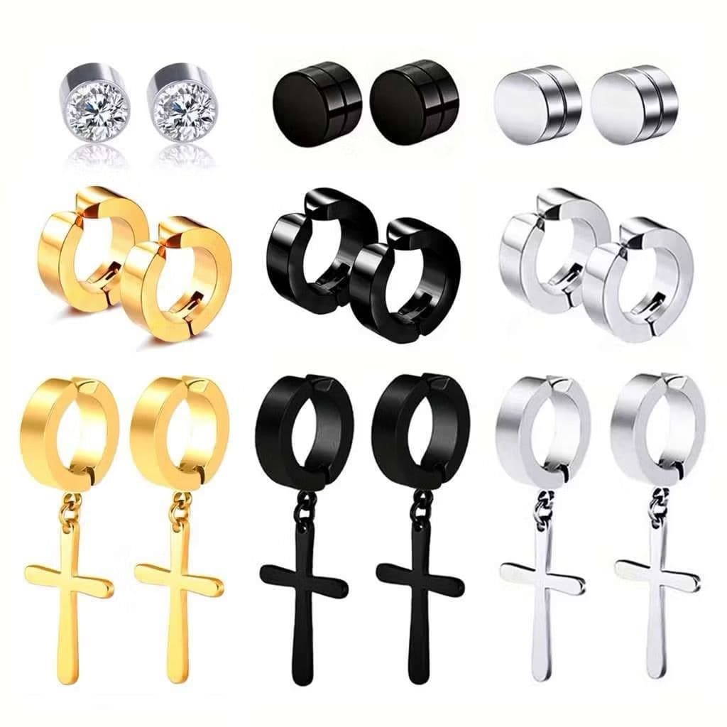 Kit 6 brincos Argola Pressão Clic Magnético Unissex