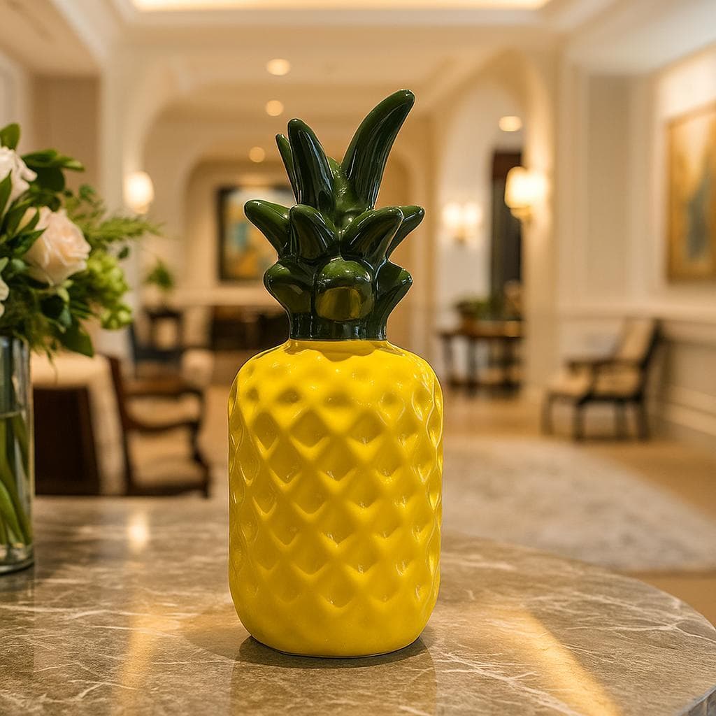 Abacaxi Em Cerâmica Decorativo Para Casa Enfeite De Mesa estante prateleira banheiro